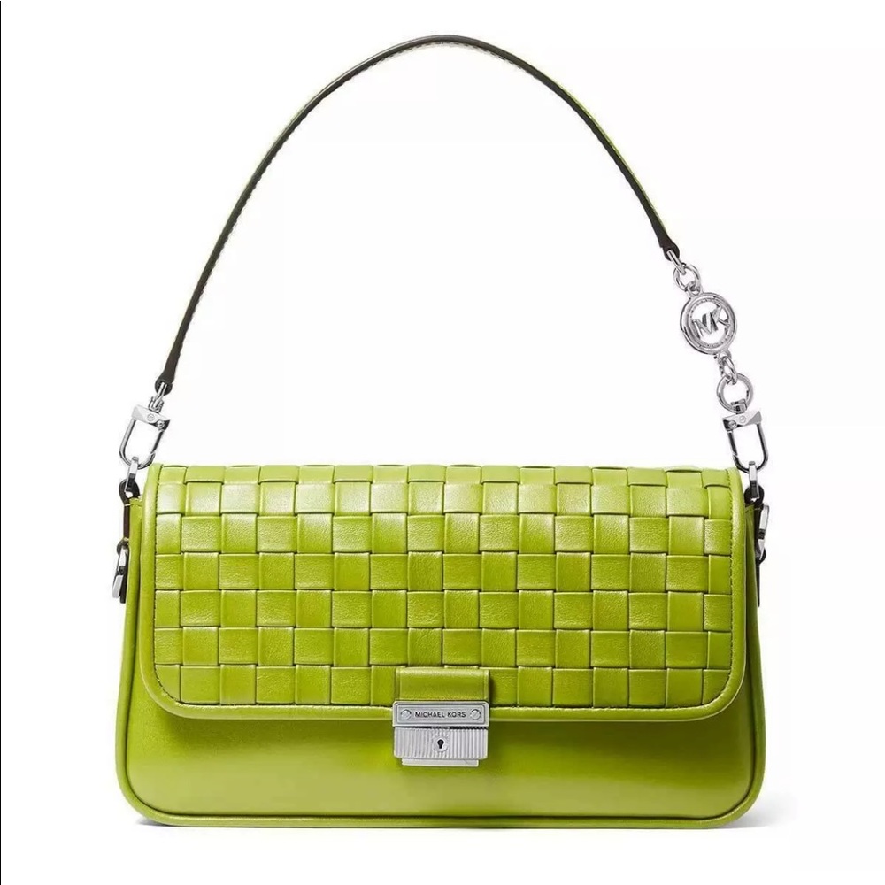 Michael Kors Bradshaw Woven Leather Convertible Shoulder Bag Like